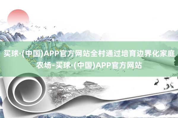 买球·(中国)APP官方网站全村通过培育边界化家庭农场-买球·(中国)APP官方网站