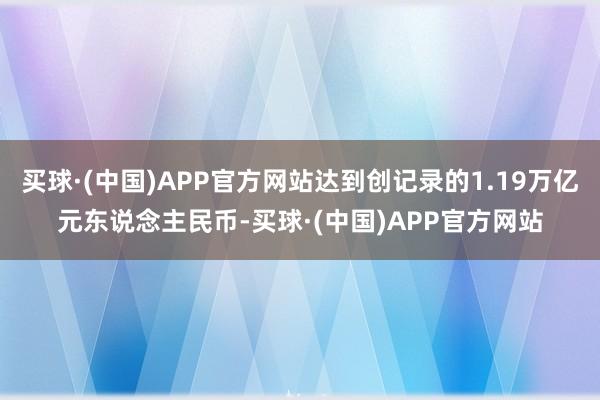 买球·(中国)APP官方网站达到创记录的1.19万亿元东说念主民币-买球·(中国)APP官方网站