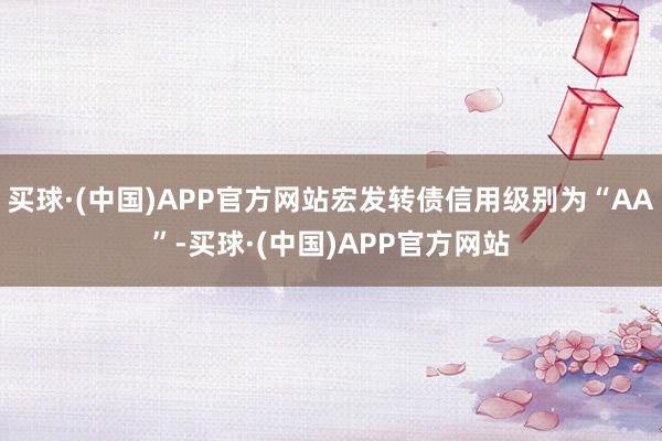 买球·(中国)APP官方网站宏发转债信用级别为“AA”-买球·(中国)APP官方网站