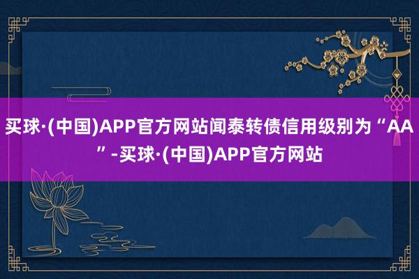 买球·(中国)APP官方网站闻泰转债信用级别为“AA”-买球·(中国)APP官方网站