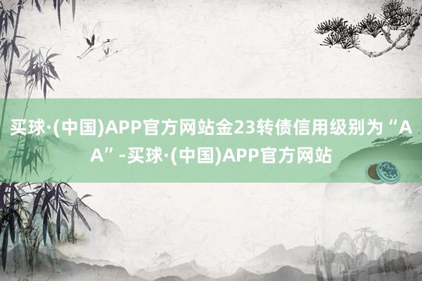 买球·(中国)APP官方网站金23转债信用级别为“AA”-买球·(中国)APP官方网站