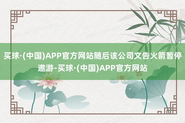 买球·(中国)APP官方网站随后该公司文告火箭暂停遨游-买球·(中国)APP官方网站