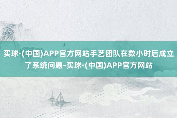 买球·(中国)APP官方网站手艺团队在数小时后成立了系统问题-买球·(中国)APP官方网站