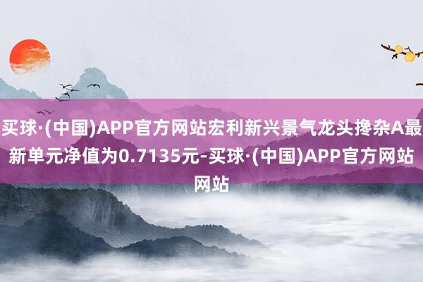 买球·(中国)APP官方网站宏利新兴景气龙头搀杂A最新单元净值为0.7135元-买球·(中国)APP官方网站