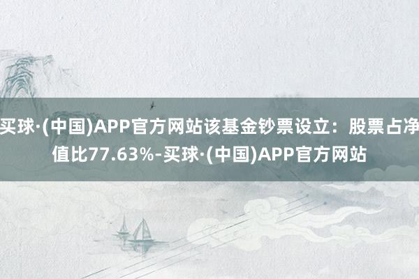 买球·(中国)APP官方网站该基金钞票设立：股票占净值比77.63%-买球·(中国)APP官方网站